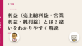 利益(売上総利益・営業利益・純利益)とは?違いをわかりやすく解説