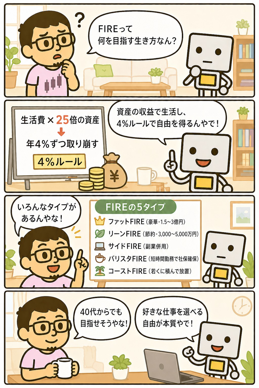 まぐとチャッピーの投資マンガ:FIREとは