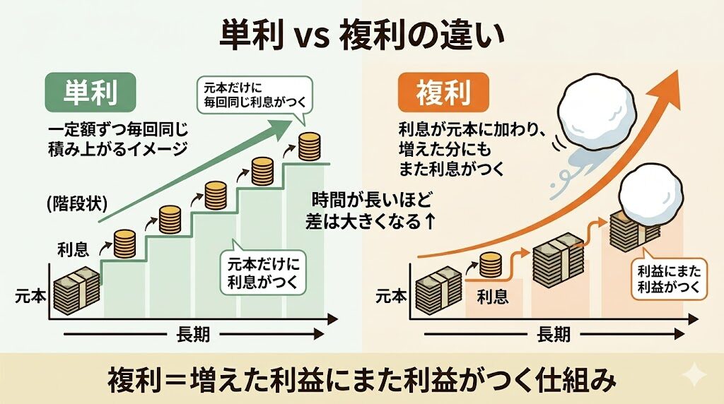 単利と複利の違い図解