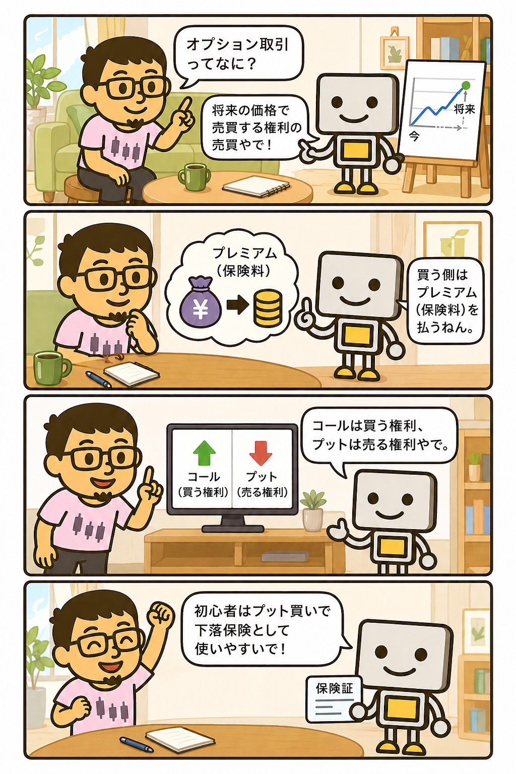まぐとチャッピーの投資マンガ:オプション取引とは