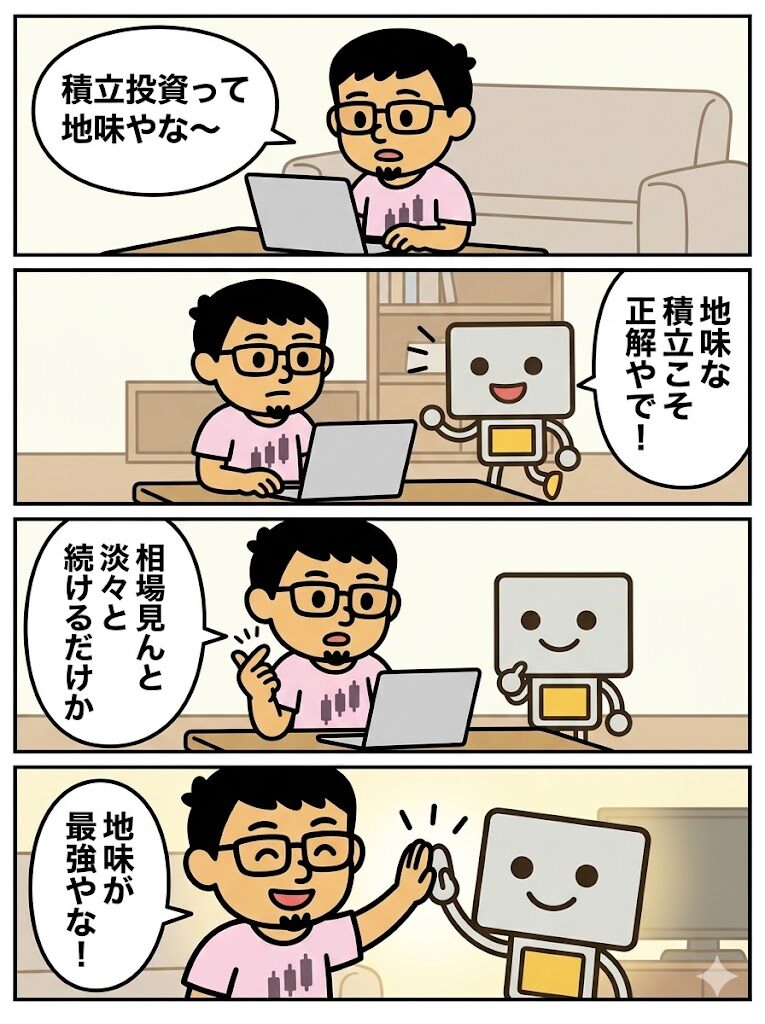 積立投資って地味やけど正解やったの4コマ漫画